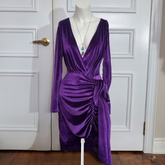 House of Harlow 1960 Dresses & Skirts - House of Harlow 1960 Velvet Wrap Sash Dress
